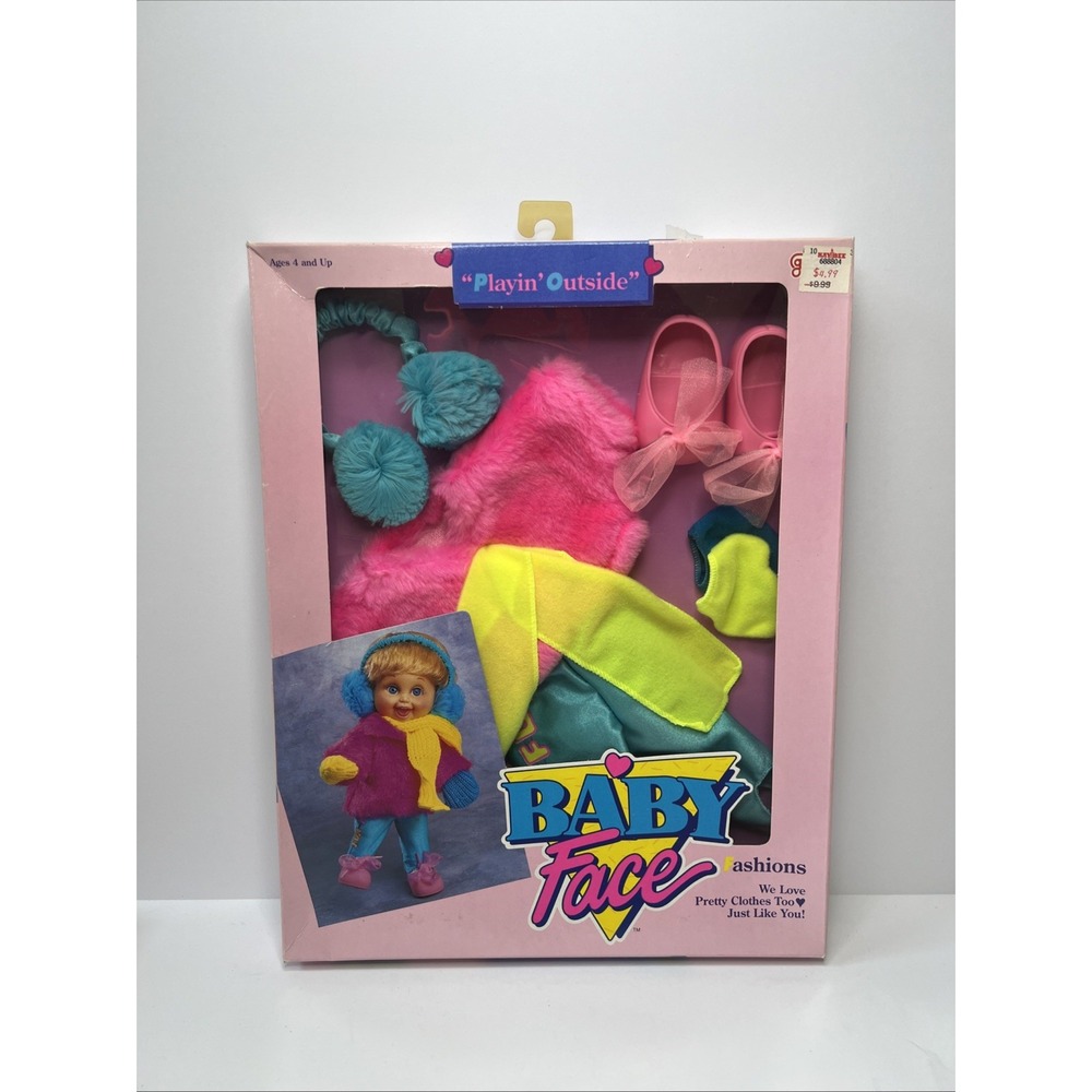 Vintage 1990 Galoob Baby Face Doll Playin Outside Fashion Outfit NIB